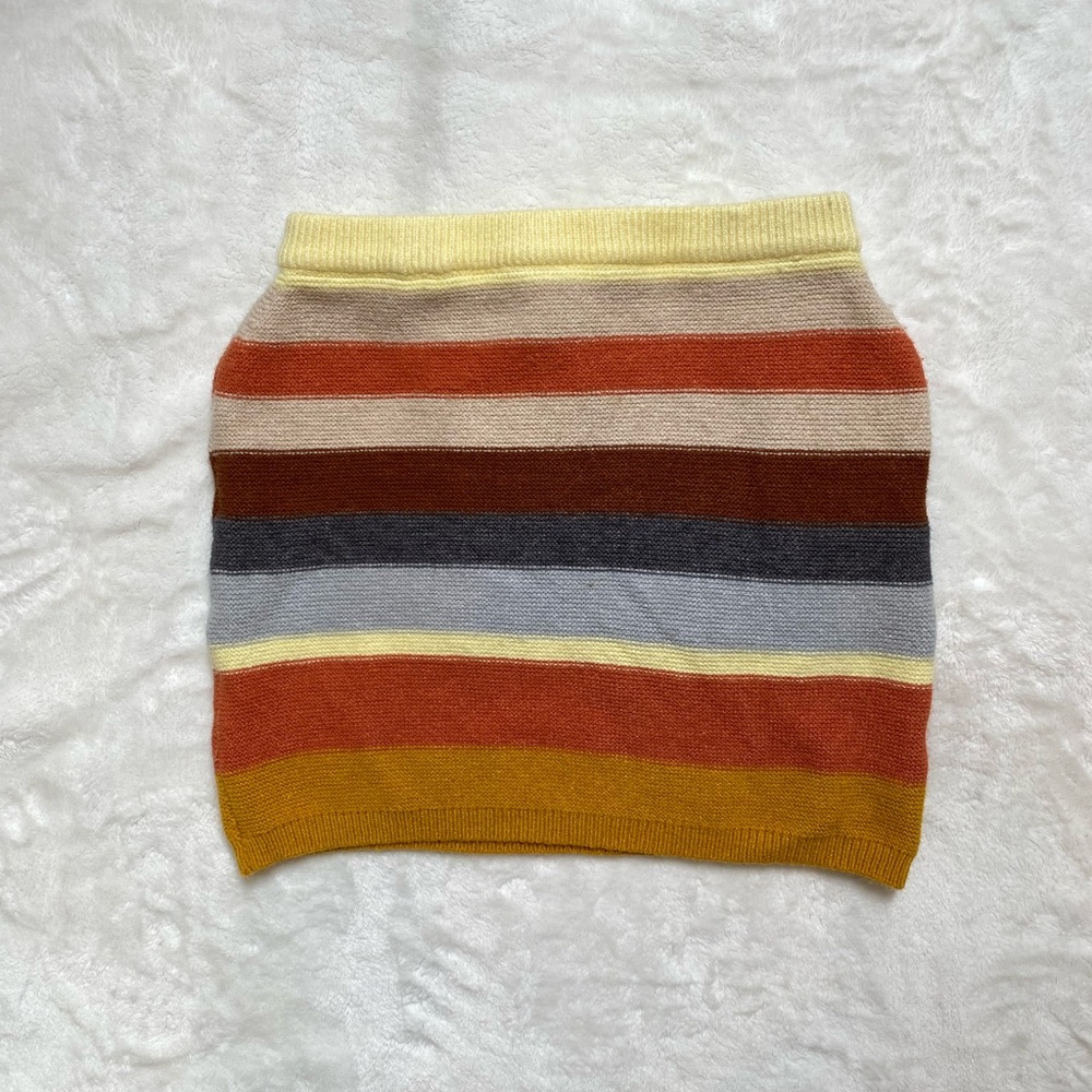 Zaful Colorful Striped Boho Knit Mini Bodycon Skirt Sz 6 Soft Grunge Y2K Spring